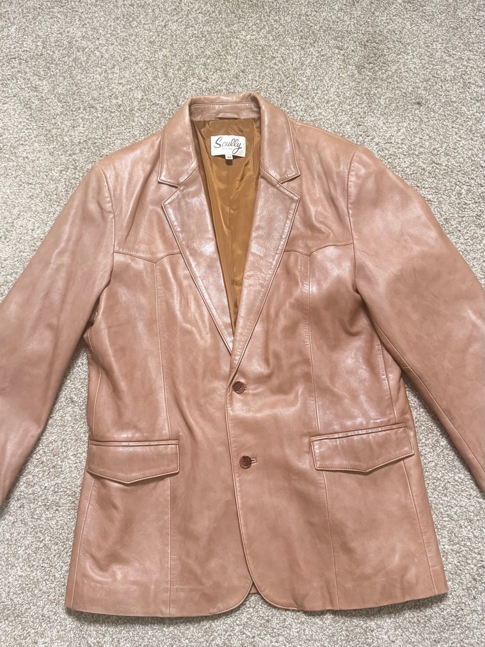 Vintage Scully Men's Leather Blazer in Rose Tan